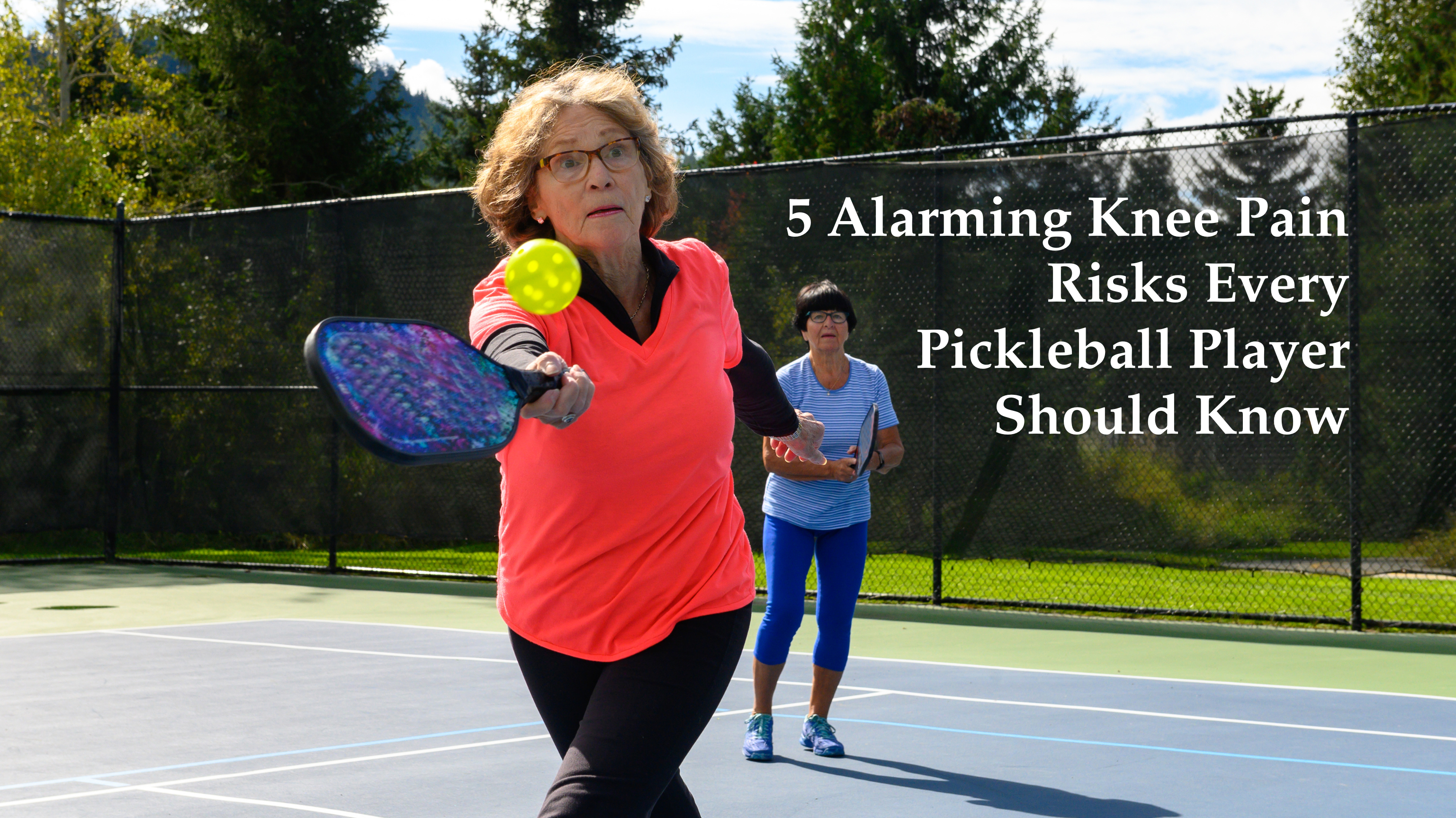  Knee Pain Risks Pickleball player experiencing knee pain while moving laterally on the court.
